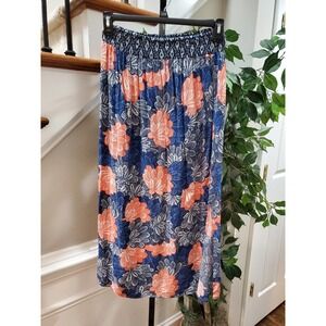 Hazel Hazel Hazel Women's Blue Floral 100% Rayon A-Line Casual Long Skirt Size M